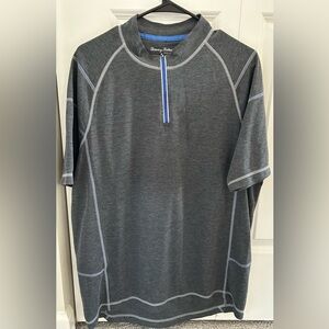 Tommy Bahama modern island fit 1/4 zip gray shirt - large